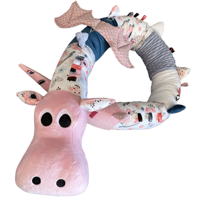 gaston le dragon le doudou geant pour bébé - tout doux et très colorés - fait-main et unique